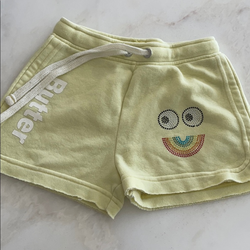 Butter Light Yellow Girls Elastic Waist Sweatshorts-Size Small